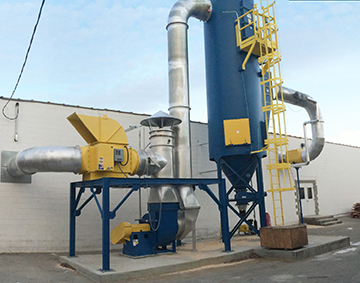 Outside view of the turnkey dust collection system and custom duct work